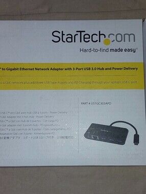 USB-C 3-Port USB 3.0 Hub with Gigabit Ethernet Adapter - Black